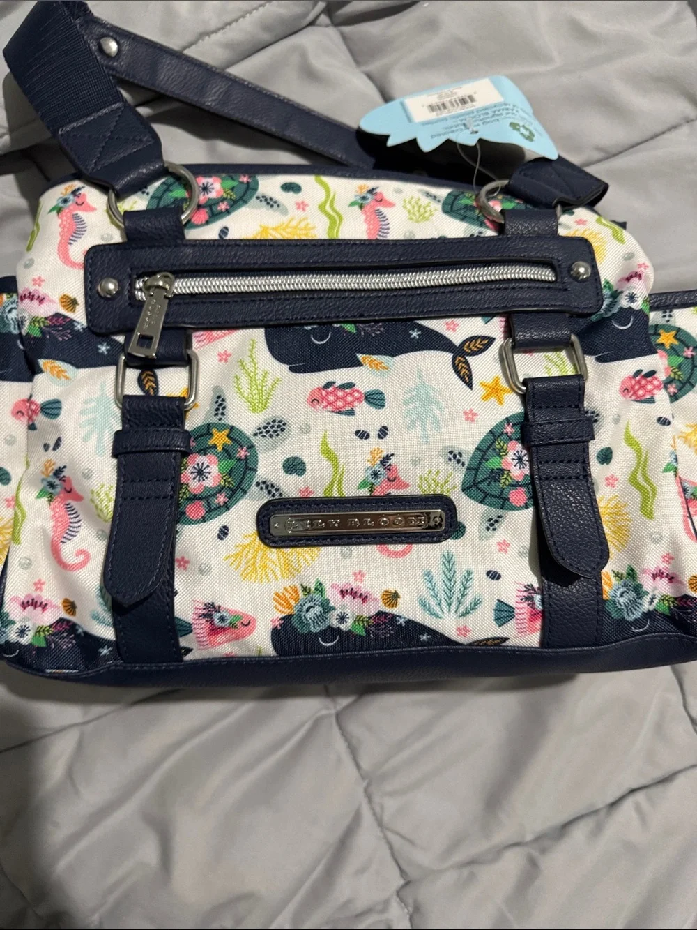 Lily Bloom Navy & Cream Sea Life Shoulder Bag